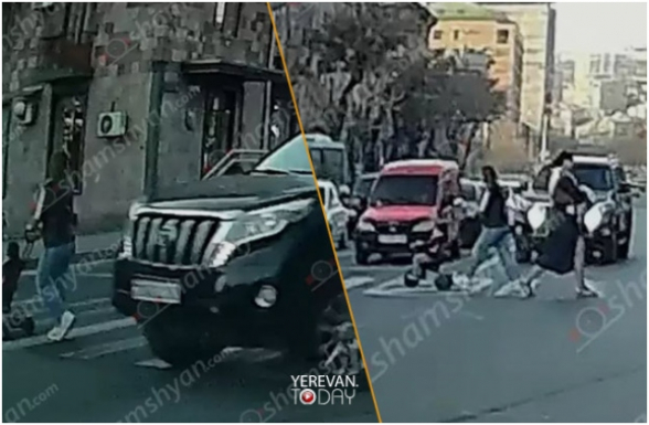 Երևանում կառավարական համարանիշներով ջիպը անցել է կարմիրի տակով՝ վտանգելով քաղաքացիների կյանքը